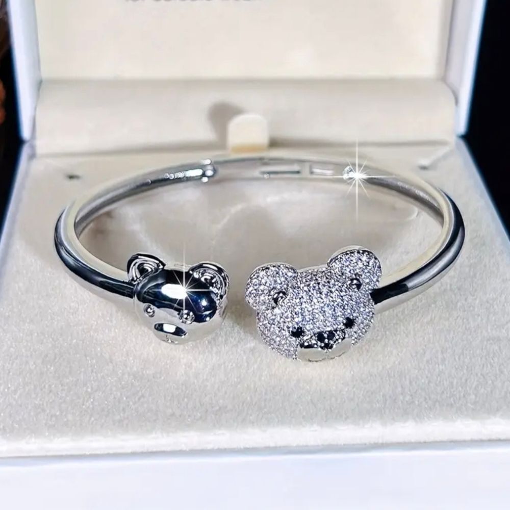 18k Gold Plated Diamond Bear Bracelet Bangle